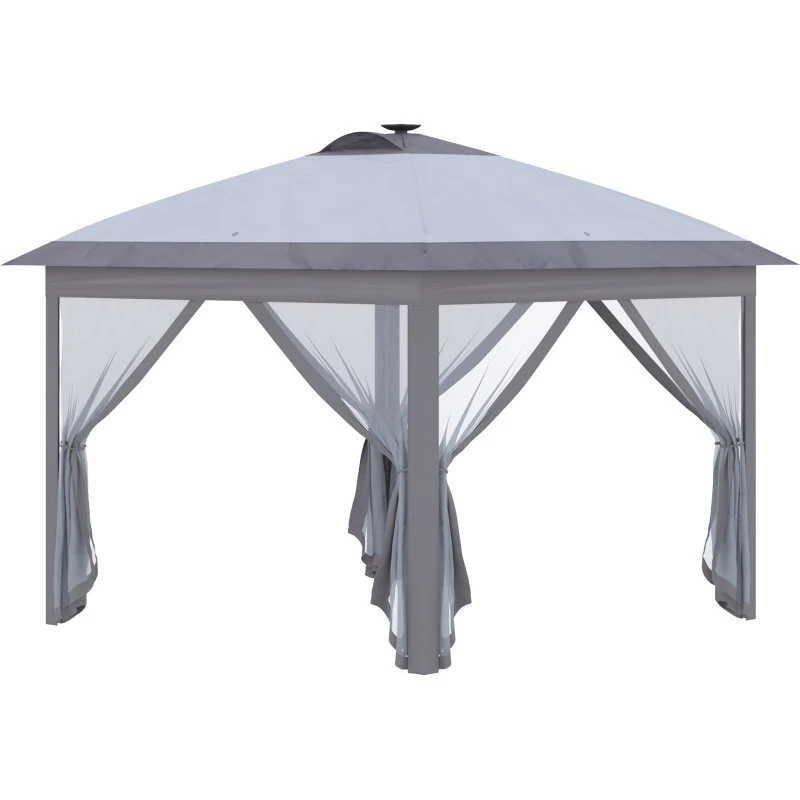 Outsunny 3,3 x 3,3 m Faltpavillon grau mit LED-Beleuchtung