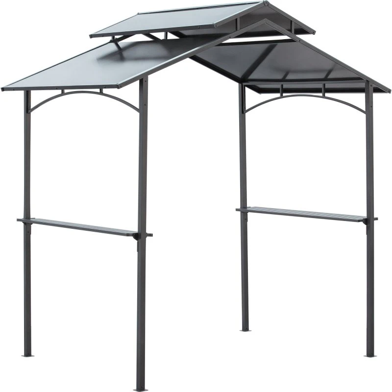 Outsunny Grillpavillon 2,5x1,5m Stahl PC Schwarz+Braun