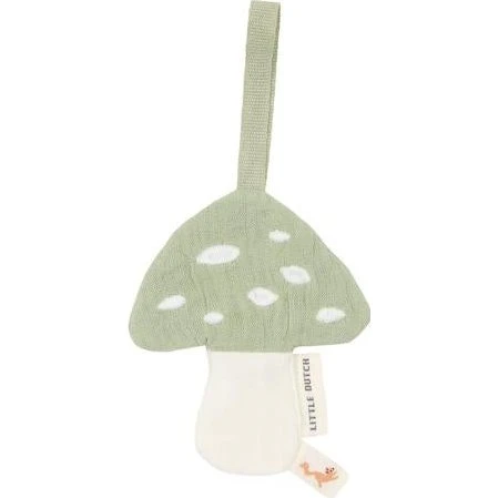 Little Dutch Schnullertuch Musselin Pilz grün 9x9 cm