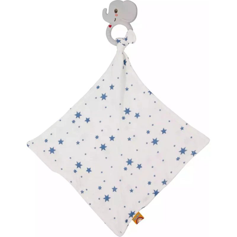 DIE SPIEGELBURG Silikon Beißring mit Schnuffeltuch Elefant