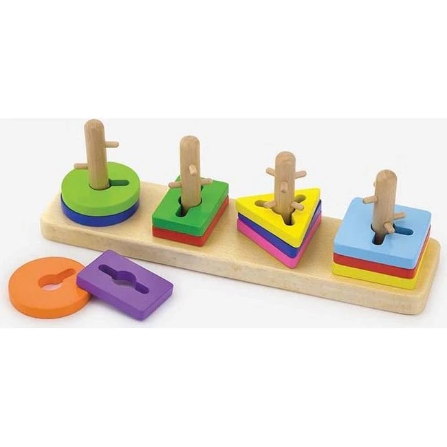 VIGA TOYS Holzformenstapelset mit Farberkennung