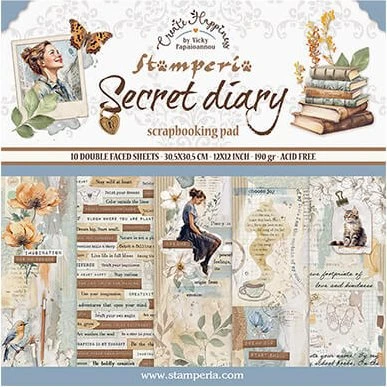 Stamperia Secret Diary 12x12 Zoll Scrapbook-Block
