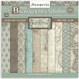 Stamperia Voyages Fantastiques 12x12 Hintergrundpapier-Set