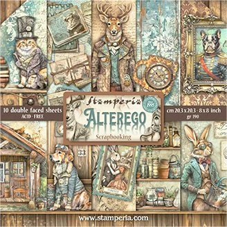 Stamperia Alterego 8x8 Paper Pack, 10 Bögen