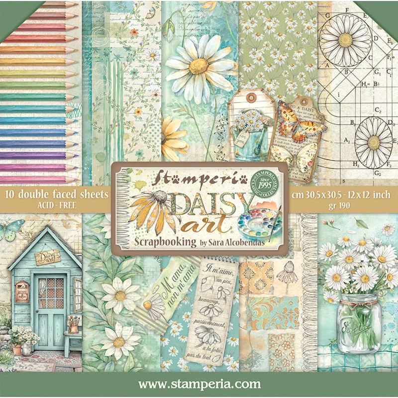 Stamperia Daisy Art Scrapbook-Block 30x30 cm