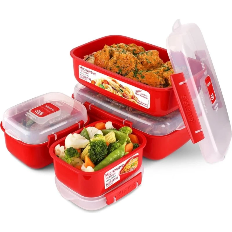 Sistema Microwave-Heat & Eat Frischhaltedosen Set 4 Stück rot