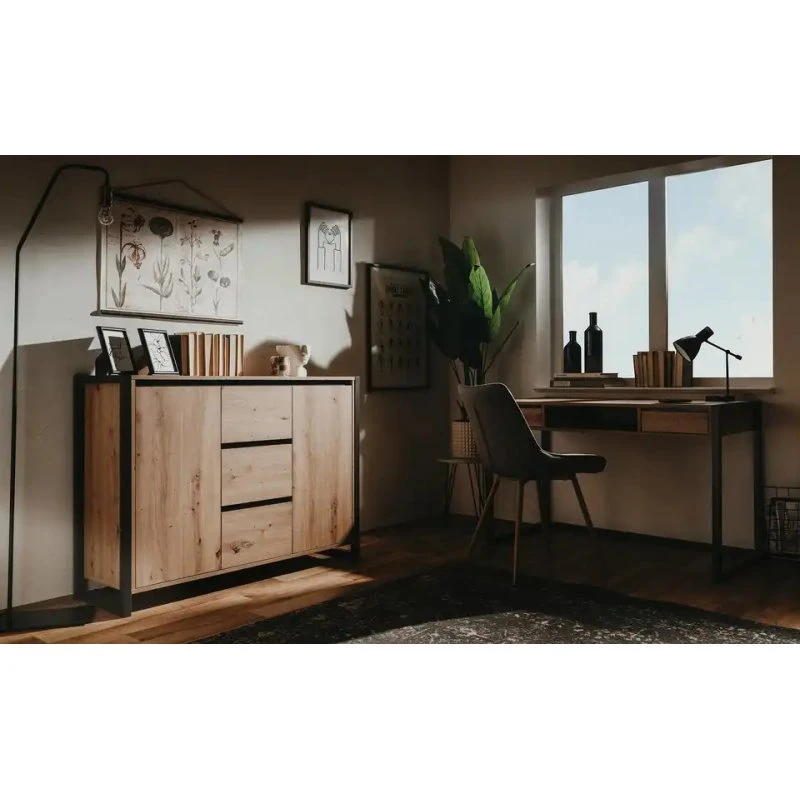 Finori Denver 2 Kommode 120x40x88 cm Artisan Eiche Nb. anthrazit