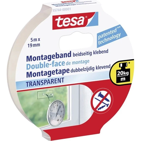 tesa Powerbond Transparent Montageband 5m x 19mm
