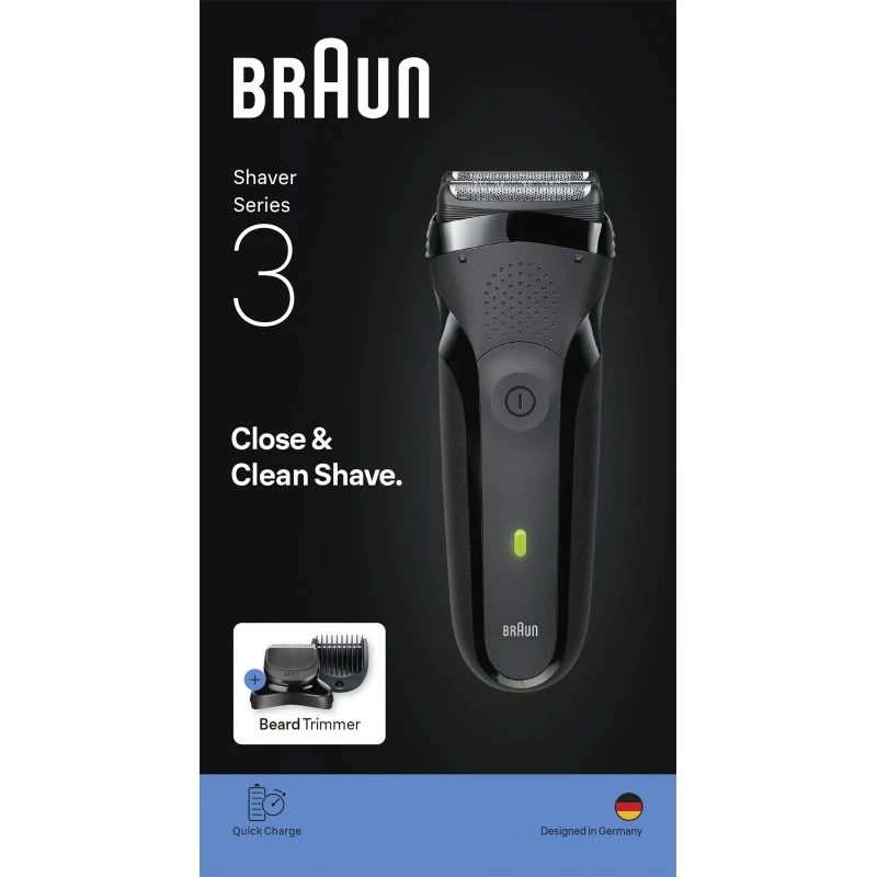 Braun Series 3 300BT Nass/Trockenrasierer Schwarz, NiMH Akku 30 Min