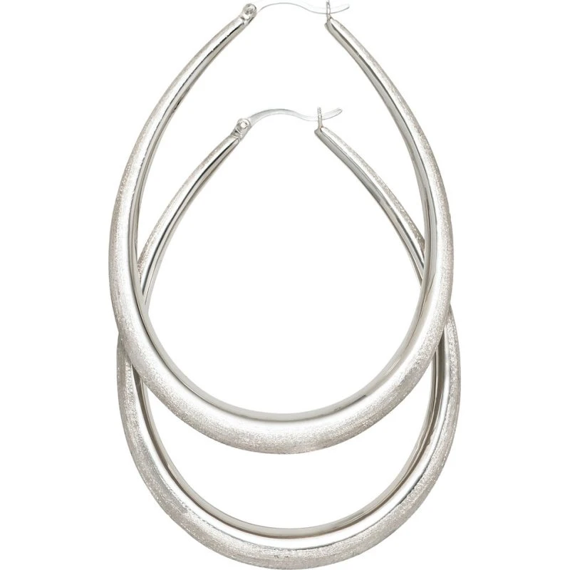 925 Silber Creolen 65,1mm eismatt oval XXL