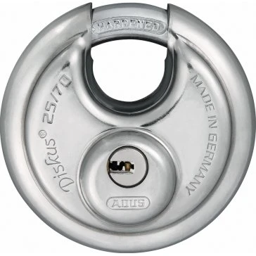 ABUS Diskus 25/70 Edelstahl Vorhangschloss, 5 Schlüssel