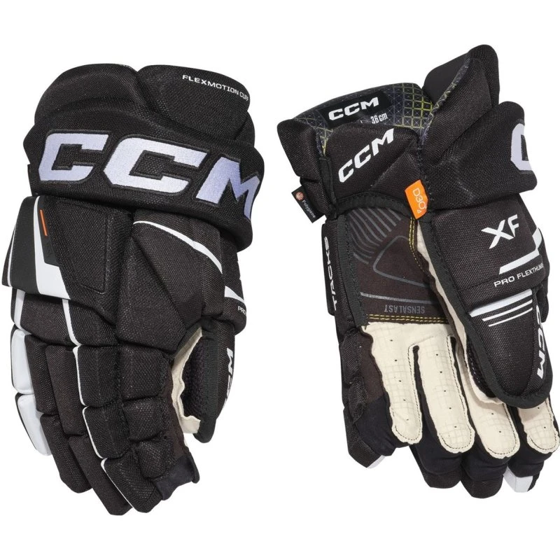 CCM Tacks XF Jr Eishockeyhandschuhe Schwarz/Weiß 11 Zoll
