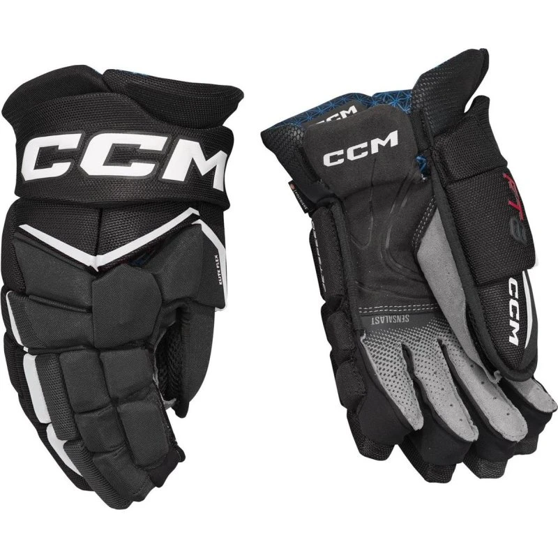 CCM Jetspeed FT8 Jr Handschuhe Schwarz/Weiß