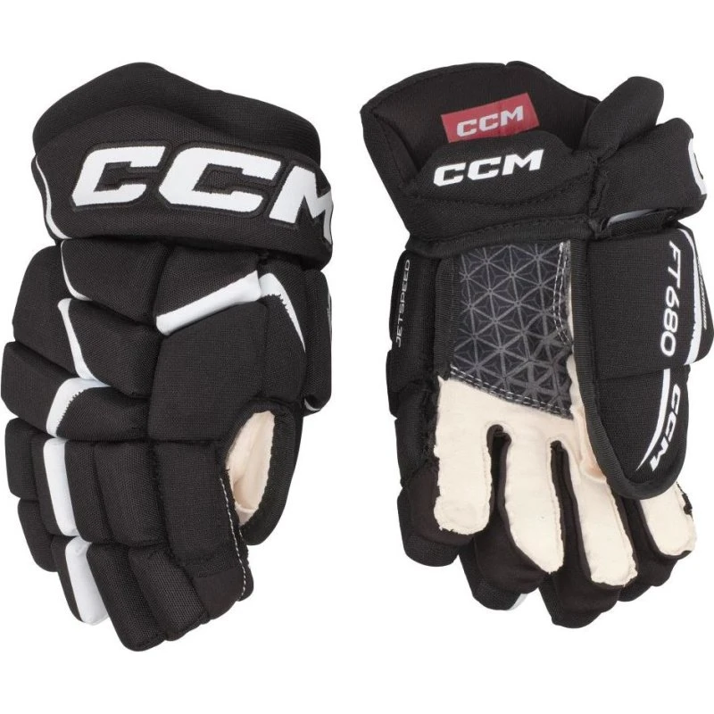 CCM Jetspeed FT680 Jr Handschuhe Schwarz-Weiß