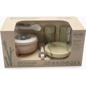 Dantoy BIO Essgeschirr-Set 22-teilig, Spielküchenzubehör aus Biokunststoff