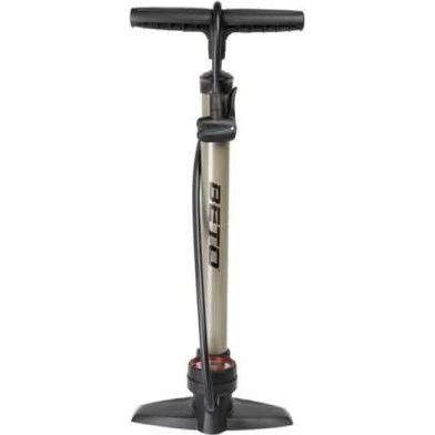 Beto Dualhead-Fahrradpumpe mit Manometer, Silber/Schwarz