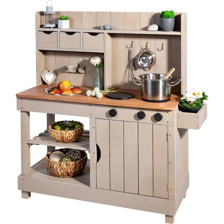 Muddy Buddy Matschküche Explorer warmgrau 102 x 40 x 105 cm