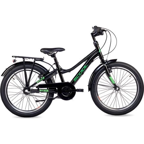 S'COOL troX 20 Zoll 3-Gang Kinderfahrrad schwarz/grün ab 6 Jahre