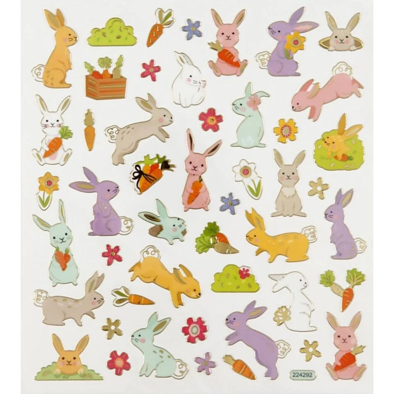 Osterhase Sticker, 1 Bogen, ca. 50 Stück, 15x16,5 cm