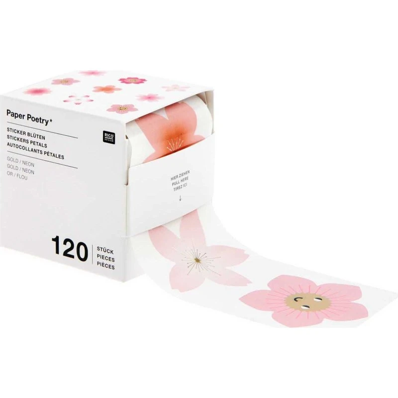 Paper Poetry Sticker Kirschblüten 5 cm, 120 Stück, Hot Foil