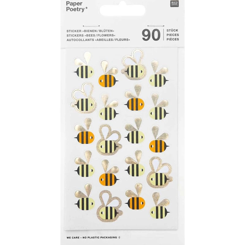 Rico Design Sticker Bienen & Blüten 90 Stück