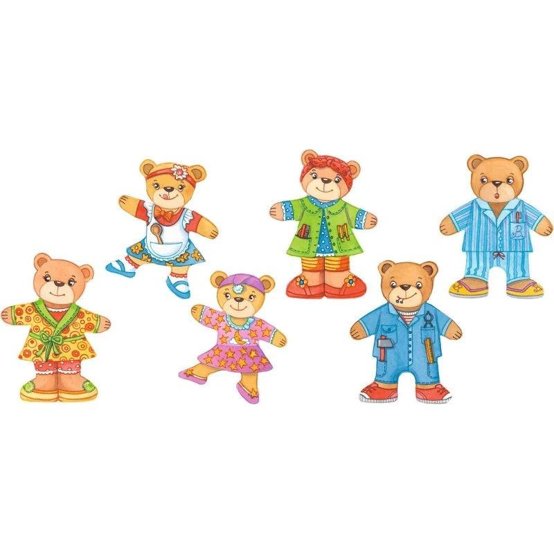 Goki Anziehpuppenpuzzle Bärenfamilie, Holzspielzeug 2+