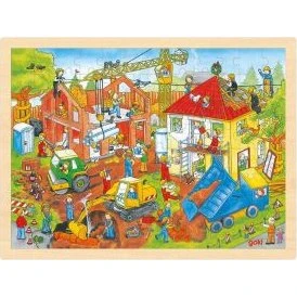 goki Holzpuzzle Baustelle 96 Teile