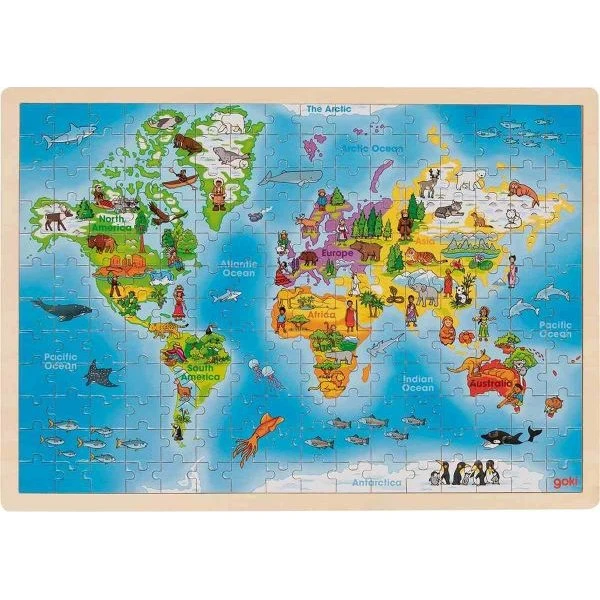 GOKI Holzpuzzle Weltkarte 192 Teile