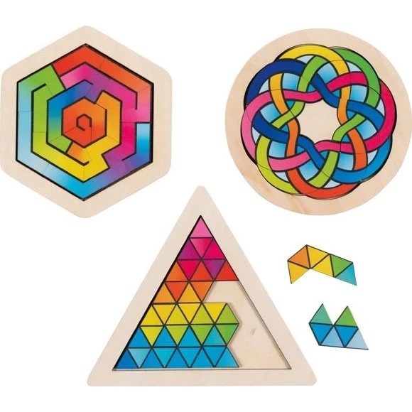 goki Knobelpuzzle Holz, 3 Formen, ab 6 Jahre