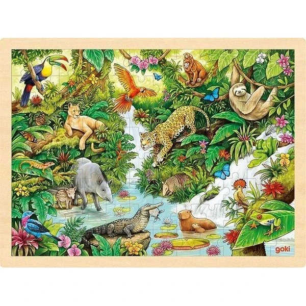 Goki Einlegepuzzle Im Dschungel, 96 Teile, Holz