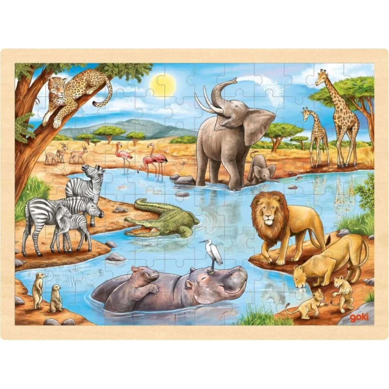 GOKI Holz Rahmenpuzzle Savanne 96 Teile
