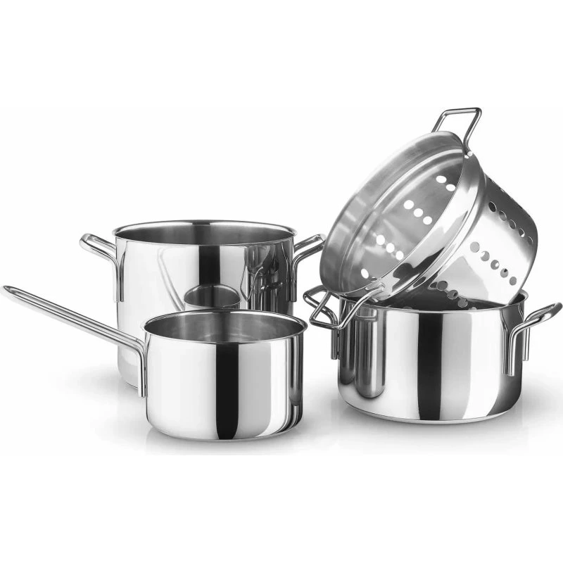 Eva Trio Stainless Steel 4-teiliges Topfset mit Pasta-Einsatz