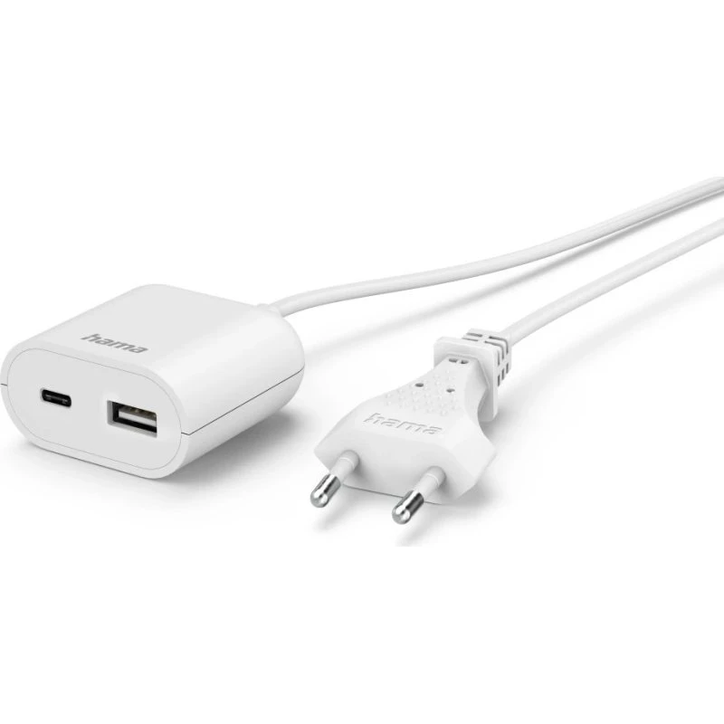 Brand USB-Ladegerät 1,9 m, 3,5 A, USB-A + USB-C, Weiß