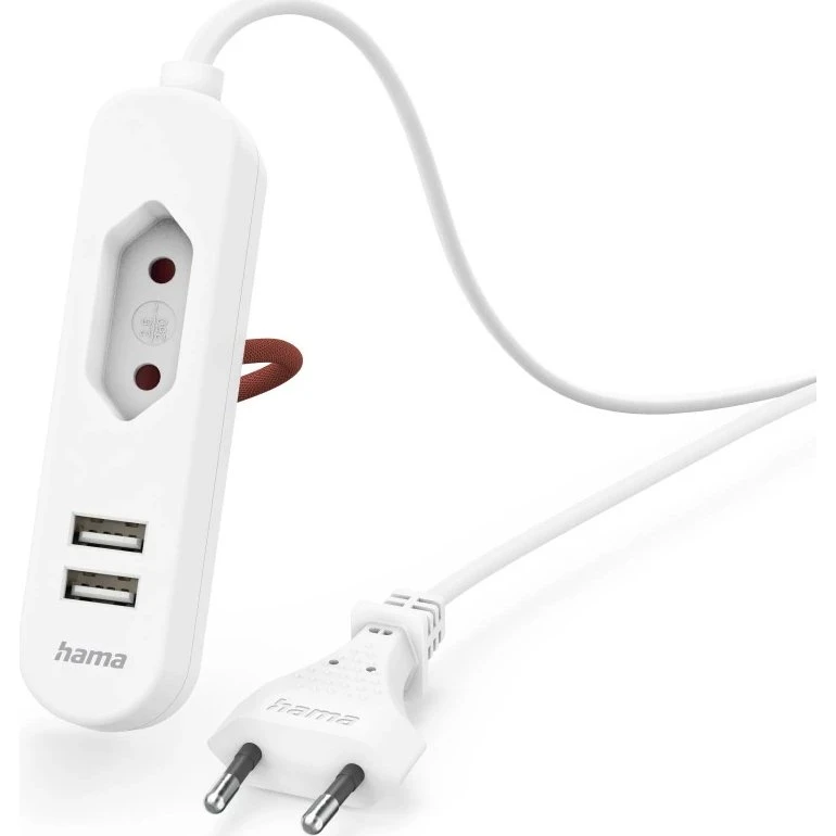 Hama USB-Steckdosenleiste 2x USB-A, 1,9 m, weiß