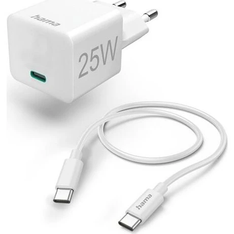 Hama 201624 USB-C 25W Schnellladegerät, weiß, 1,5 m