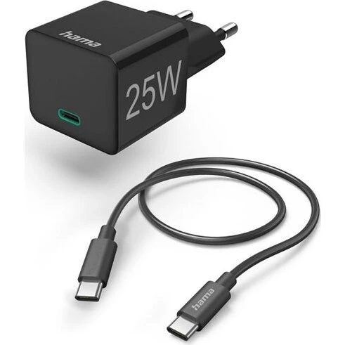 Hama 25W USB-C Schnellladegerät mit Kabel, schwarz