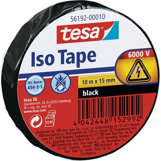 tesa Isolierband 10 m x 15 mm schwarz 56192-00010-22