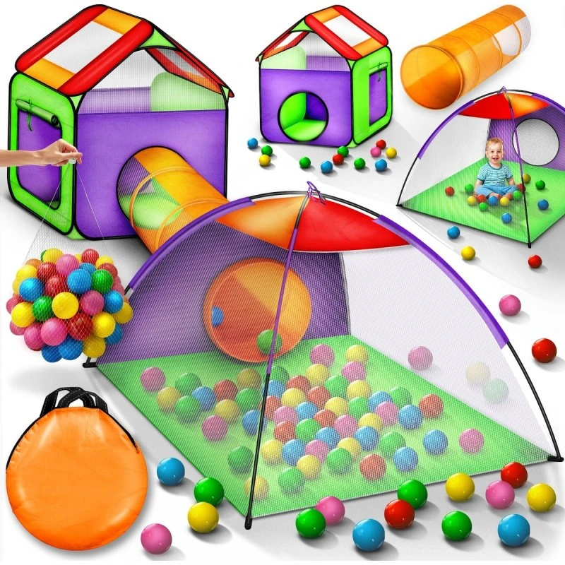 KIDUKU® Spielzelt Iglu mit 200 Bällen, Tunnel & Tasche