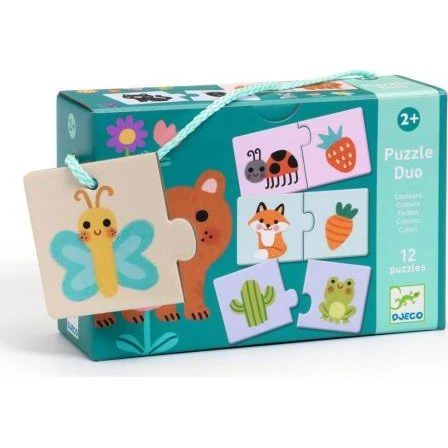 Djeco DUO Puzzle 12 Farben & Tiere