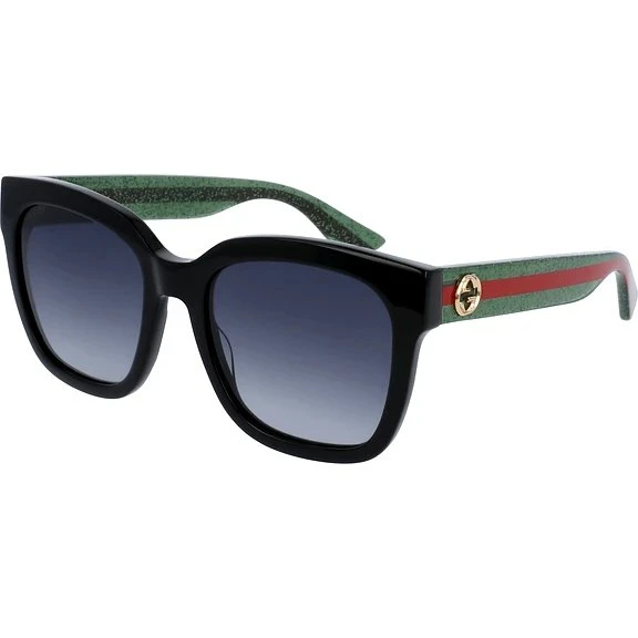 Gucci GG0034SN Sonnenbrille Schwarz mit Gold- und Label-Details