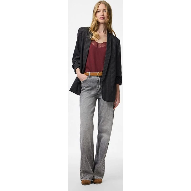 pieces Bosella 3/4-Pinstripe-Blusenblazer Grau