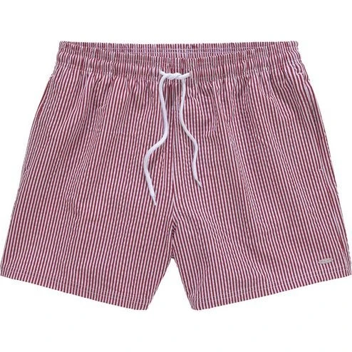 Venice Beach Badeshorts Seersucker-Effekt, rot, L