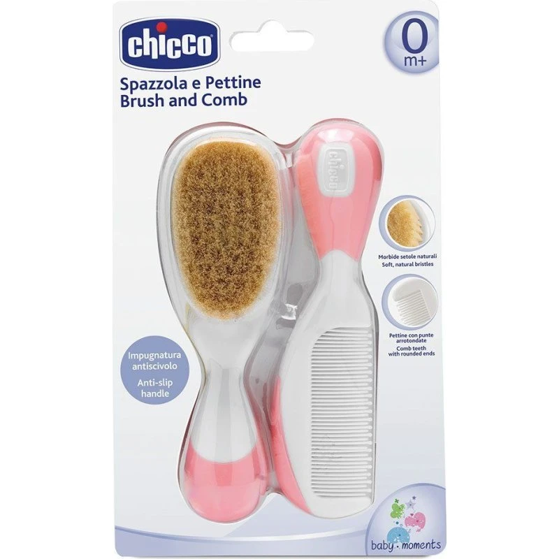 Chicco Kamm & Bürste Ziegenhaar Rosa