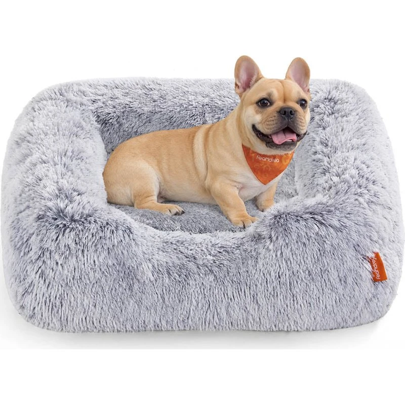Feandrea Hundebett 71x55x18 cm Ombré-Grau mit abnehmbarem Bezug