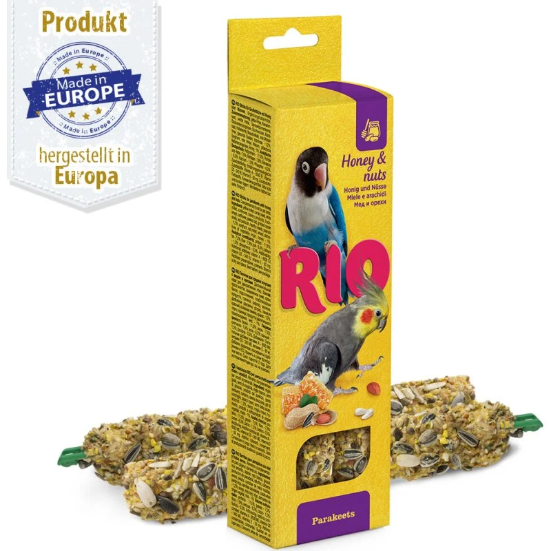 RIO Sticks für Großsittiche mit Honig und Nüssen, 2x75 g