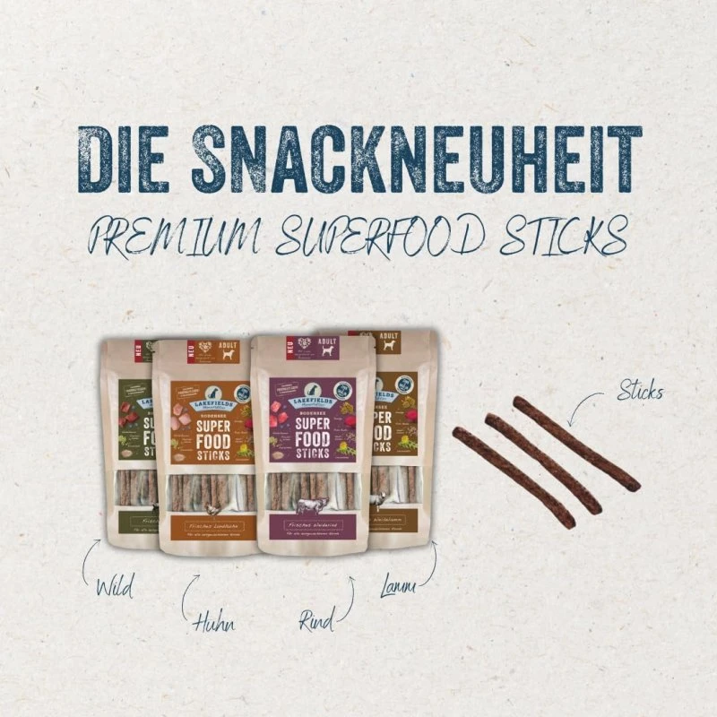 LAKEFIELDS Superfood Premium Sticks vom Landhuhn 130g