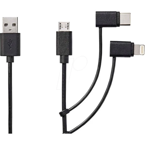 Nedis 3-in-1 USB-Kabel schwarz 1 m