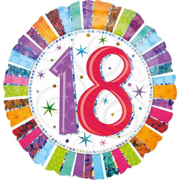 Anagram Folienballon Zahl 18, 43 cm, Radiant Birthday