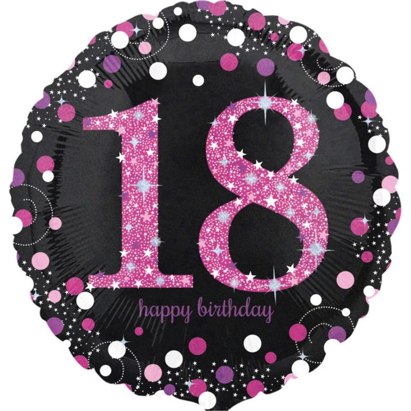 18 Happy Birthday Folienballon Pink 45 cm