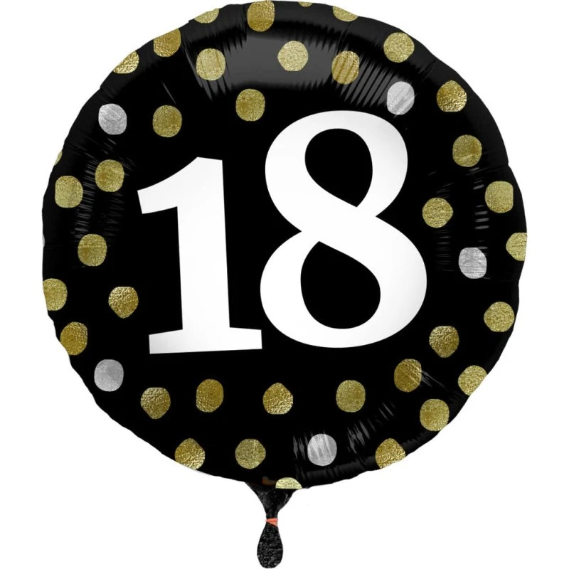 Happy Birthday Sparkles Folienballon 18, 45 cm, Schwarz-Silber